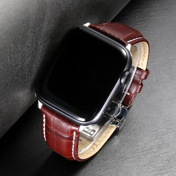 Originálne Kožené pútko Pre Apple hodinky kapela 44 mm 40 mm iWatch kapela 42mm 38mm Krokodíla náramok Apple hodinky series 5 4 3 se 6 band