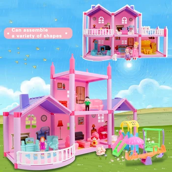 DIY Miniatúrny domček pre bábiky Hračky Deti Zostaviť Casa Doll House Dieťa Ručné Bábkové Dom Hrad Vzdelávacie Hračky Pre Chlapca, Dievčatá Darček