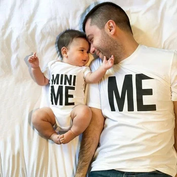 1pcs MA&MINI MA Otecko Tričko a BabyRomper Rodiny Zodpovedajúce Oblečenie Otec Deti Detské Zábavné Krátke Sleeve T-shirt Oblečenie
