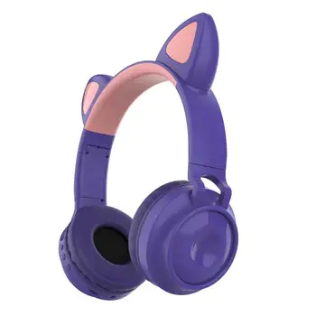 Roztomilý Bezdrôtové Slúchadlá Žiariace Bluetooth 5.0 Slúchadlá Pre Dievčatá Mačka Ucho Headset Hifi Stereo Hudby S Mikrofónom