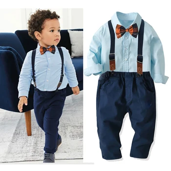 Chlapčenské Odevy Gentleman Nastaviť Vyhovuje British Kostým Jar Jeseň Kostým Formálne Gentleman Súpravy Dojčenská Batoľa Chlapci Strany Oblečenie