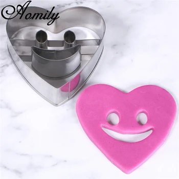 Aomily Nehrdzavejúcej Ocele DIY Tortu Formy Set Star Srdce Kvet Úsmev na Tvár Cookie Cutter Formovať Čokoládu Stamper Formy Pekáreň Nástroje