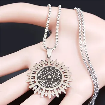 2021 Satanic Pentagram Nehrdzavejúcej Ocele Reťazca Náhrdelník Ženy Čierna Strieborná Farba Náhrdelník Šperky acero inoxidable joyeria N894S03