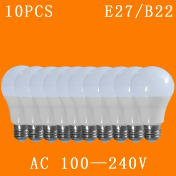 10pcs /veľa E27/B22 100-240V LED Lampa Cool/Teplá Biela SMD2835 Žiarovky Obývacia Izba Osvetlenie Svetlo 3W/5W/7W/9W/12W/15W/18 led žiarovka