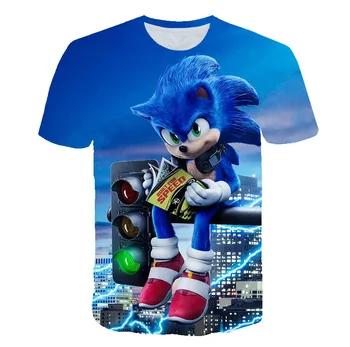 2020 Letné T-shirt Sonic the Hedgehog Bežné tričká Cartoon Dieťa 3D Chlapci tričko Fashion Priedušná Deti Oblečenie košele