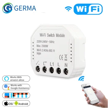 GERMA, Wifi, Smart Light Switch Diy Istič Modul Smart Života/Tuya APLIKÁCIU Diaľkové Ovládanie,Pracuje s Alexa Echo Domovská stránka Google 1/2 Cesta