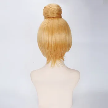 Anime Princezná Tinker Bell Krátka Parochňa s Chignon Cosplay Kostým Tinkerbell Tepelne Odolných Syntetických Vlasov Ženy Parochne