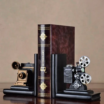 ELEGAN-Retro Fotoaparát Bookend Film, Filmový Projektor Čierna Strieborná Zberateľská Projekt Creative Skrinka Vintage Šperky študovňa Stu