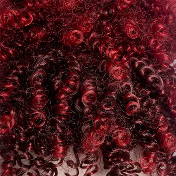 GAKA Afro Kučeravé Parochne s Ofinou Headwrap 2 V 1 Červená Ombre Syntetické Parochne pre Ženy Afriky Šnúrkou Vysokej Lístkového predlžovanie Vlasov