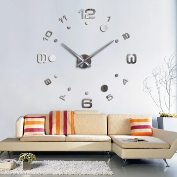 Podpora Diy akryl zrkadlo nástenné hodiny big quartz hodinky stále života Kruhové hodiny obývacia izba stručný domáce dekorácie, nálepky