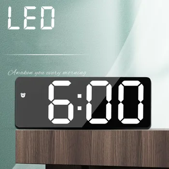 Akryl/Zrkadlo Budík LED Digitálne Hodiny, Ovládanie Hlasom Spánok Čas, Zobrazenie Teploty Nočný Režim Reloj Despertador Digitálne
