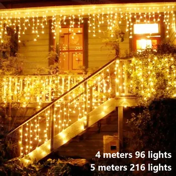 5M Nepremokavé Vonkajšie Vianočné Svetlo Časti 0.4-0.6 m Led Záves Cencúľ String Svetlá Garden Mall Odkvapov Dekoratívne Osvetlenie
