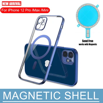 Farebný Akryl Zadný Kryt Magsafe puzdro Pre iPhone 12 Mini Pro Max Podporu Bezdrôtového Nabíjania Drop Ochrany Taška Fundas Coque