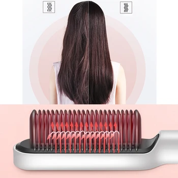 Profesionálne Elektrické Hair Straightener Kefa Vyhrievané Špirála Vyrovnávaním Hrebene Mužov Fúzy Vlasy Rovné & Kučeravé Styling Nástroje