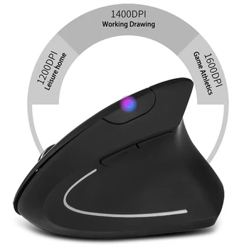 Bezdrôtová Myš Farebné Svetlo Zápästie Uzdravenie Vertikálne Myší Ergonomická Optická 2.4 G 800/1200/1600DPI Hernej Myši Hráč