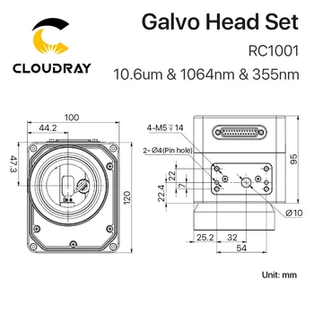 Cloudray RC1001 Vlákniny Laserového Skenovania Galvo Hlavu Nastaviť 10.6 um &1064nm & 355nm 10 mm Galvanometer Skener s Napájania