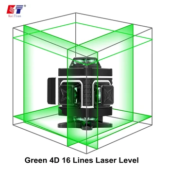 Kaitian Laser Úrovni Statív Zelená 4D 16Lines Self-Vyrovnanie Vertikálne Horizontálne Silný 360 Držiak Zelená 3D Nivel Laserový Prijímač