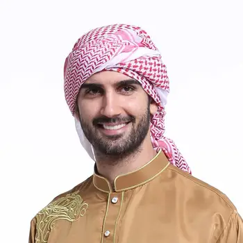 140*140 cm Moslimských Čiapky Mužov Modlitba Klobúk Saudská Arábia Mužov Šatku, šál Islam Turban na hlavu zábaly bavlnená šatka turbante kapoty