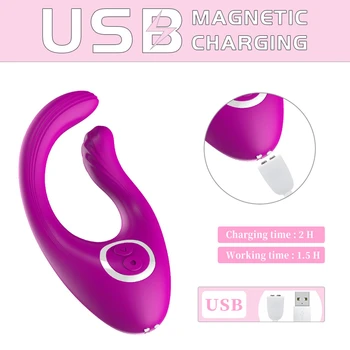 Bezdrôtový Duálny Vibrátor, Dildo Dospelých, Hračky Pre Páry USB Nabíjateľné G Mieste U Klitoris Stimulátor Dvojité Vibrátory sexuálnu Hračku Pre Ženy