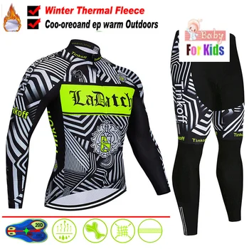 Zimné Thermal Fleece deti STRAVA Cyklistika Dres Dlhý Set MTB Cyklus Oblečenie, Športové oblečenie, Horské bicykle, Oblečenie ropa ciclismo