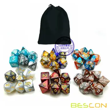 Bescon Nový Štýl 6X7 42pcs Polyhedral Dice Set, 6 Unikátnych Lesklé Dva-Tón Gemini Polyhedral 7-Die Sady pre RPG Hry DND