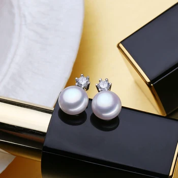 FENASY prírodné perly sady 925 sterling silver náhrdelník pre ženy/roztomilý drahokam stud náušnice a korunu prívesok 8-9 mm korálky