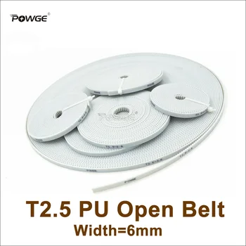 POWGE 50meters T2.5 PU Otvorených Remeňa T2.5-6 Width=6 mm T2.5 6 Pás Fit T2.5 Načasovanie Kladka Pre 3D Tlačiarne CNC RepRap