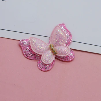 20pcs/veľa 4.4*3,5 cm dvojvrstvové motýľ Čalúnená appliques pre pokrývku hlavy dekorácie, ručne vyrábané vlasy klip príslušenstvo