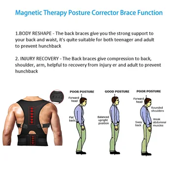 Držanie tela Corrector Podporu Magnetické Späť Ramenné Ortézy Pás pre Unisex Dospelých Študentov SEC88