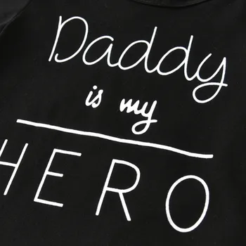 Novonarodené Dievčatká Oblečenie Sady Ocko je môj Hrdina Dlhý Rukáv Písmeno T-tričko+Nohavice+Čelenky 3ks Dojčenské Oblečenie Oblečenie Oblek