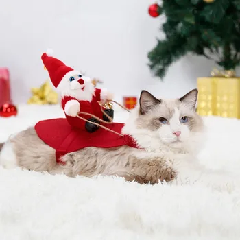 Psie Oblečenie Na Koni Santa Claus Pet Mačka Cosplay Kostým Party Fantázie Dresing Oblečenie Oblečenie Foto Rekvizity Domáce Zvieratá
