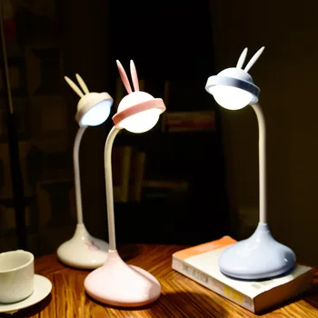 Nové LED dotykový stolná lampa môže byť ohnuté o 90 stupňov, silikónové roztomilé zvieratko králik plnenie nočné svetlo