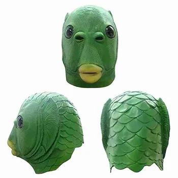 Snailify Zelená Ryby Hlavu Masku Gumy Strany Prilby Zvierat, Rýb, Pokrývky Hlavy Pre Purim Strany Cosplay Prop Pokrývky Hlavy Klobúk