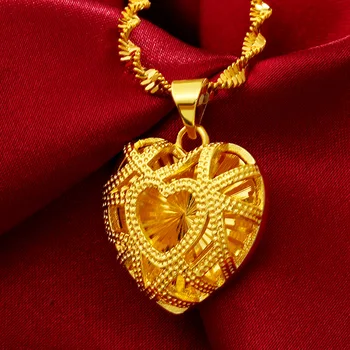 Srdce Tvar Náhrdelník Prívesok pre Ženy, Módny Dizajn 24K Dubaj Zlaté Šperky, Svadobné Výročie Pripomíname Šperky