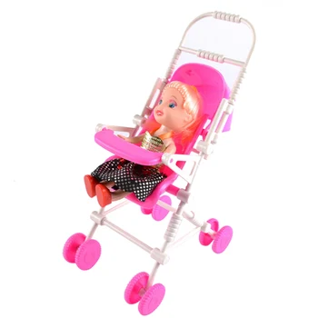 5 Ks Pink Mini Plastové Baby Doll Dieťa Prepravu Kočíka Vozíka Detská Hračka Doplnky pre Barbie Kelly Bábiku Baby Dievčatá Darček
