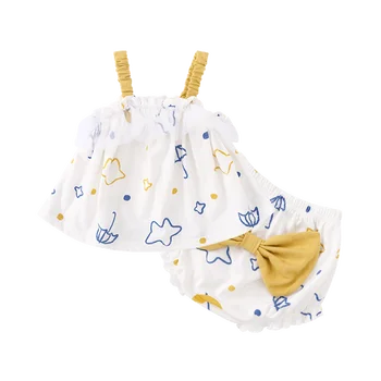 Pureborn 2ks Batoľa Baby Girl Dress Nastaviť Dieťa bez Rukávov Šaty+Bloomer s Bowknot Prehrabať Čipky Letné Baby Party Šaty