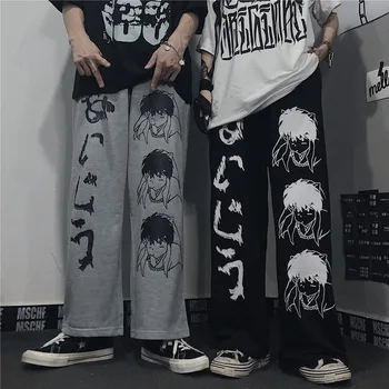 QWEEK Harajuku Anime Širokú Nohu, Nohavice Ženy Japonský Streetwear Potu Nohavice kórejský Štýl Plus Veľkosť Voľné Nohavice Ženy Nohavice