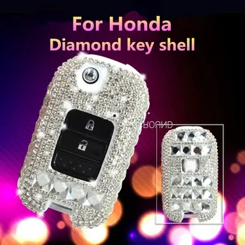 Luxury Diamond bling kľúča vozidla prípade kryt/ tlačidlo shell Príslušenstvo Pre Honda Accord/Civic/CRV/Spirior Skladací Kľúč