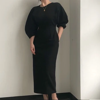Elegantné Dámy Office Šaty Módne Sexy jednofarebné Šaty Žien Slim Midi Šaty Vestidos OL