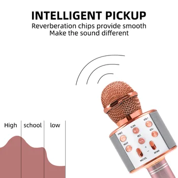 Bluetooth Karaoke Mikrofón, Bezdrôtový Mikrofón Professiona Reproduktor Ručné Microfone Hráč Spev Záznamník Mic