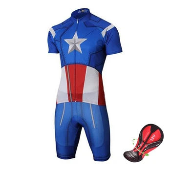 Kapitán Amerika Cyklistické jerser mužov krátke set 2021 Summr cyklistické oblečenie nohavice s NÁPRSENKOU gél nohavice Muž cestné cyklistické oblečenie uniforme, súpravy