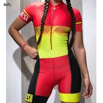 Dámske Cyklistické Tričká Jumpsuit Makaróny Žena Cyklistické Kaffit Remienky Lete Krátky Rukáv Dresy Mujer Cyklistické Oblečenie Ciclimo