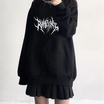 Harajuku, Mikiny Dámske Teplé Gotický Streetwear Punk Ženy Hoody Horor Módne Bežné Jednoduchý List Tlač