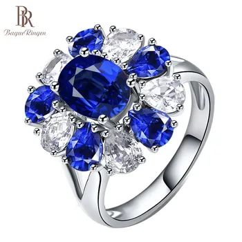 Bague Ringen Sapphire Krúžok pre Ženy, Striebro 925 Šperky Kvapka Vody v Tvare Oválu Drahokamy Trendy Strany Krúžok Resizable Size6-10