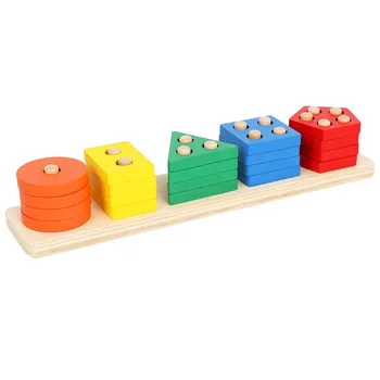 DIY Drevené Stavebné Bloky Hračka Geometrický Tvar, Párovanie Rada Montessori Model Nastaviť Začiatku Vzdelávania, Vzdelávacie Hračky Pre Deti,