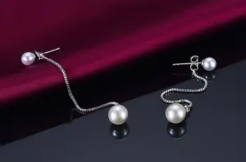 Nový príchod kvalitnú módu pearl šperky 925 sterling silver dámy dlho stud náušnice šperky darček veľkoobchod