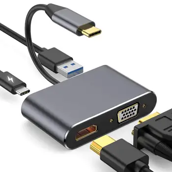 Typ C Pre HDMI 4K VGA Adaptér, USB 3.0 Hub USB C na VGA, HDMI, Video Konvertory Adaptér pre 2020 Nový Macbook Pro/ Chromebook Pix