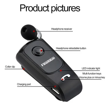 FINEBLUE F920 Bezdrôtové Slúchadlá Bluetooth Handsfree Slúchadlá Slúchadlá Hovory Pripomenúť Vibrátor Nosenie Klip Ovládač pre telefón s Mic