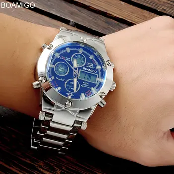 BOAMIGO Top Luxusné Značky Mužov Vojenské Športové Hodinky Človeka Zliatiny Led Digitálne Hodinky Muž Nepremokavé náramkové hodinky Reloj Hombre