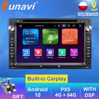 Eunavi 2 Din Android 10 Auta, DVD, Radio, GPS Auto Na VW PASSAT B5 B4 JETTA BORA, GOLF 4 SHARAN POLO MK5 MK3 MK4 T5 TRANSPORTER DSP